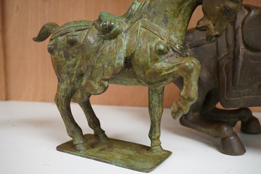 Two bronze Tang type horses